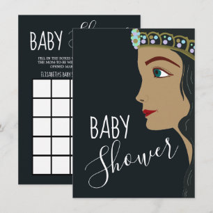 Princess Blue Baby Shower Bingo Inbjudningar