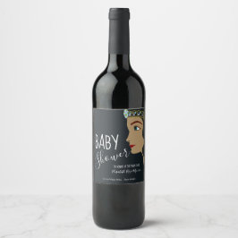 Princess Blue Baby Shower Vinflaska Etikett