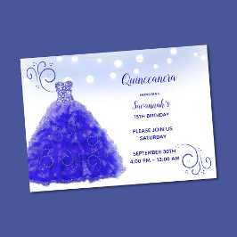 Princess Blue Gown String Ljus Quinceanera Inbjudningar