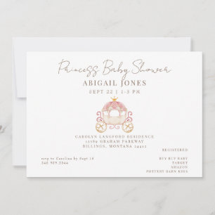 Princess Carriage Baby Shower Inbjudningar
