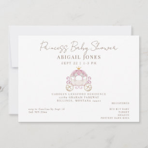 Princess Carriage Baby Shower Inbjudningar