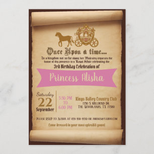 Princess Carriage Birthday bjudande Inbjudningar