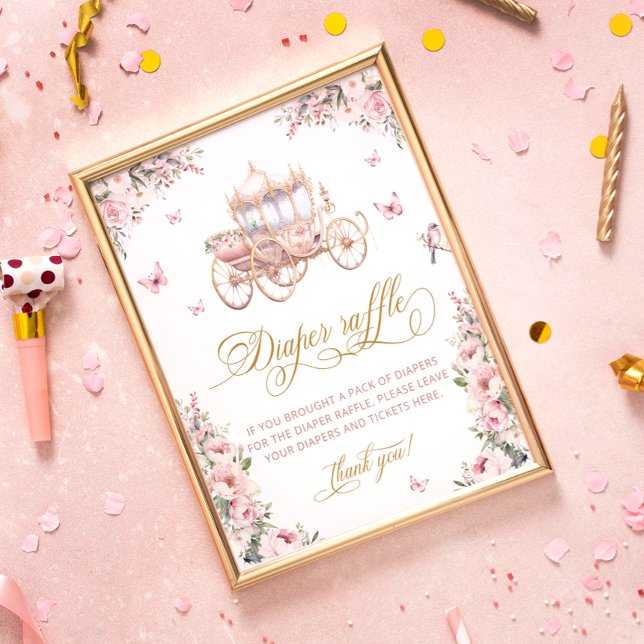 Princess Carriage Blommigt Baby Shower Diaper Raff Poster (Skapare uppladdad)