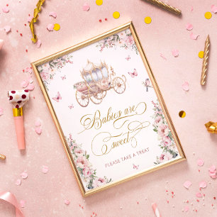 Princess Carriage Blommigt Spädbarn är Sweet Poster