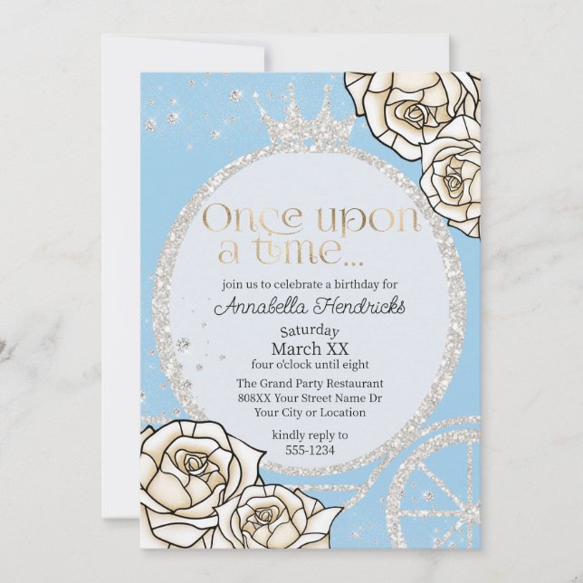 Princess Carriage Cinderella Fairytale Inbjudningar (Framsida)