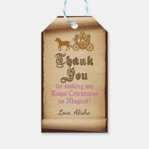 Princess Carriage Favor Tag Presentetikett