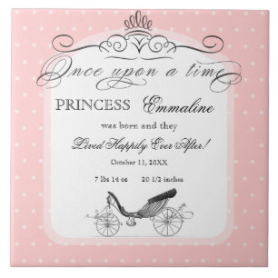 Princess Carriage Polka Dot Swirl Photo Flicka Kakelplatta