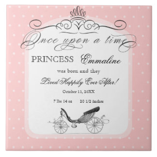 Princess Carriage Polka Dot Swirl Photo Flicka Kakelplatta
