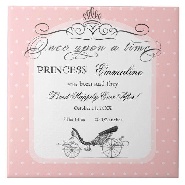 Princess Carriage Polka Dot Swirl Photo Flicka Kakelplatta (Framsidan)