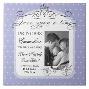 Princess Carriage Polka Dot Swirl Photo Flicka Kakelplatta