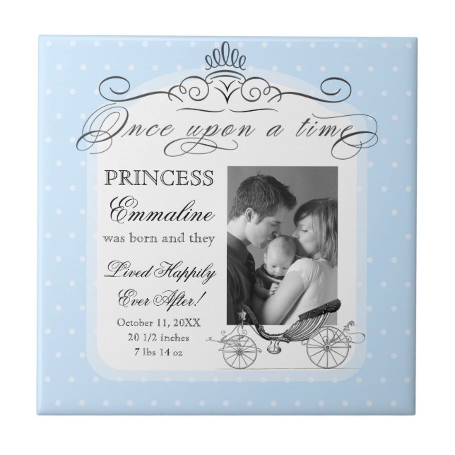 Princess Carriage Polka Dot Swirl Photo Flicka Kakelplatta (Framsidan)
