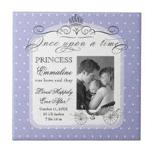Princess Carriage Polka Dot Swirl Photo Flicka Kakelplatta