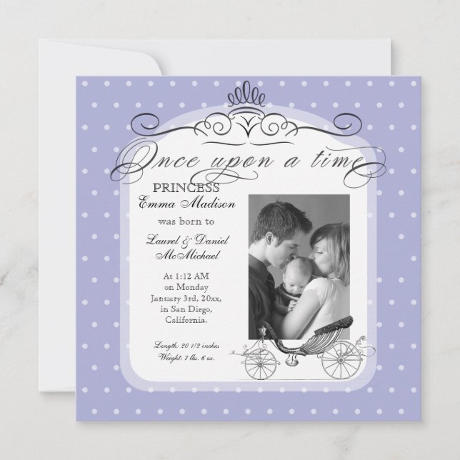 Princess Carriage Polka Dot Swirl Photo Flicka Meddelande (Framsida)