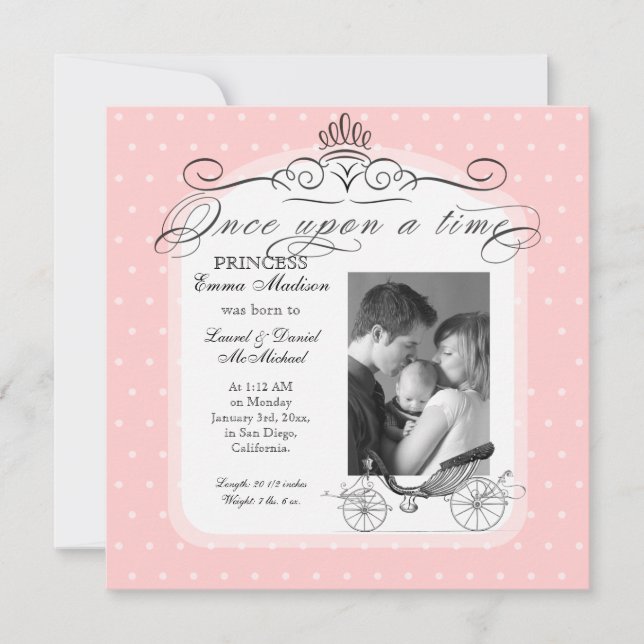 Princess Carriage Polka Dot Swirl Photo Flicka Meddelande (Framsida)