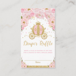 Princess Carriage  Rosa Blommigt Diaper Raffle Tilläggskort