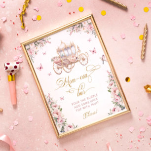 Princess Carriage Rosa Blommigt Mamma-osa Pub Poster