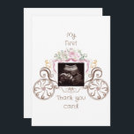 Princess Carriage Ultrasound Baby Shower Funny Tack Kort<br><div class="desc">Ultraljudsfoto Baby Shower Tack för ditt kort. Baby Perspektiv. Tack från Baby. Princess Carriage. Vit bakgrund. Guld text. Lustigt.</div>
