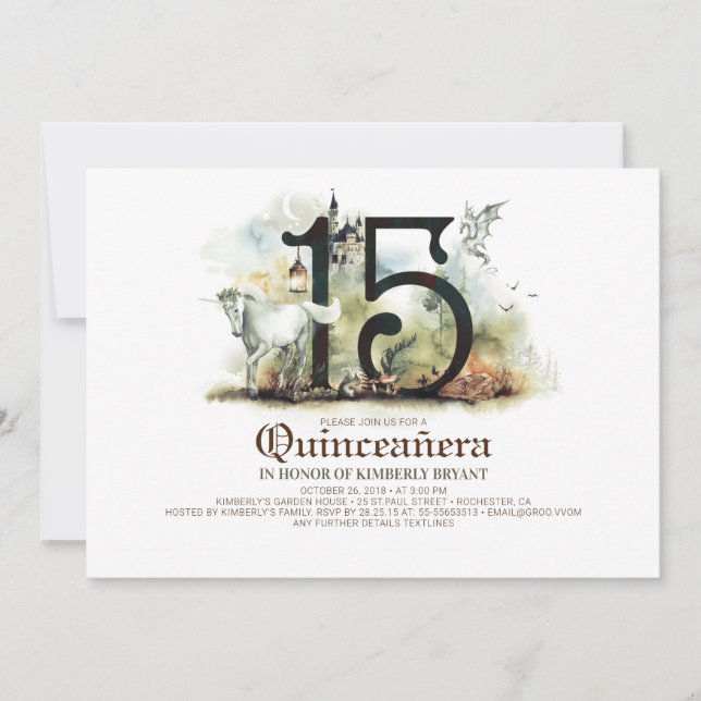 Princess Castle 15:e födelsedagen Quinceañera Inbjudningar (Framsida)