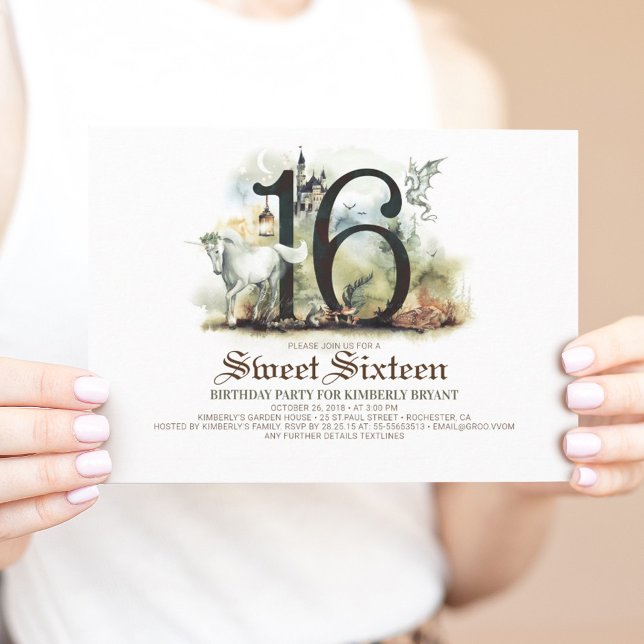 Princess Castle 16:e födelsedagen-Sweet sixteen Inbjudningar (Skapare uppladdad)
