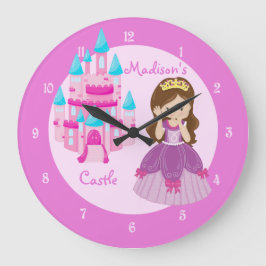 Princess Castle Anpassningsbar Rosa Clock Stor Klocka