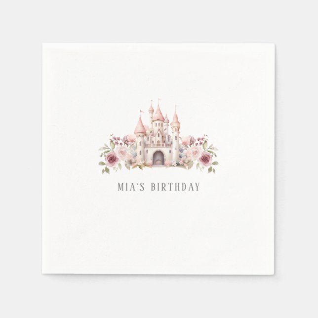 Princess Castle Birthday Girls Pappersservett (Framsidan)