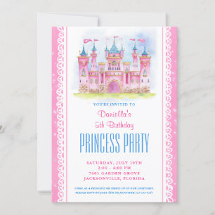 Princess Castle Birthday Inbjudningar