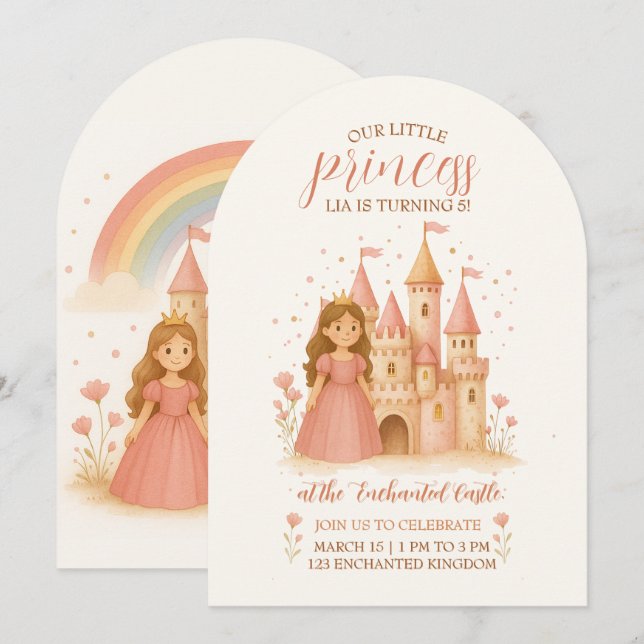 Princess Castle Birthday Invitation  Inbjudningar (Fram/baksida)