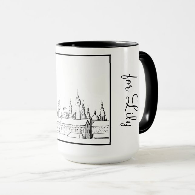 Princess Castle Black and White #2 Ringer 15oz Mugg (Framsida höger)