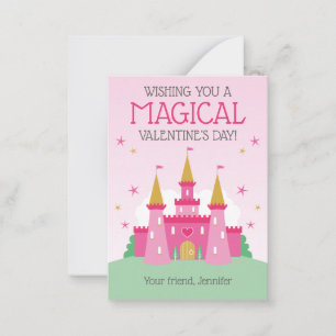 Princess Castle Classroom Valentine Cards för barn Anteckningskort