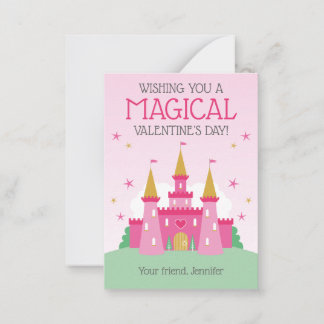Princess Castle Classroom Valentine Cards för barn Anteckningskort
