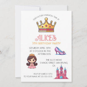 Princess Castle Crystal Shoes Birthday-inbjudan Inbjudningar