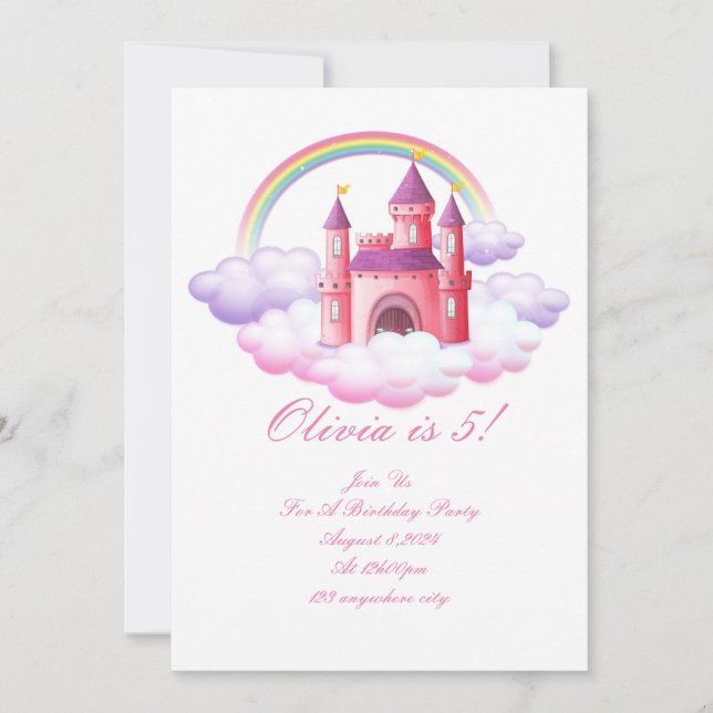PRINCESS CASTLE FLORFUL BIRTHDAY-INBJUDANDE SPARA DATUMET (Framsida)