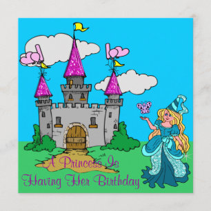 Princess & Castle Glittery Birthday Girl Inbjudningar