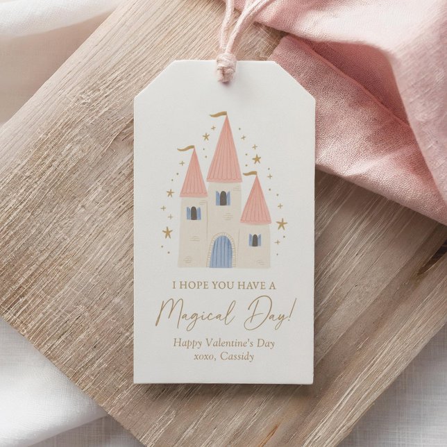 Princess Castle Kids Valentines day Presentetikett (Skapare uppladdad)
