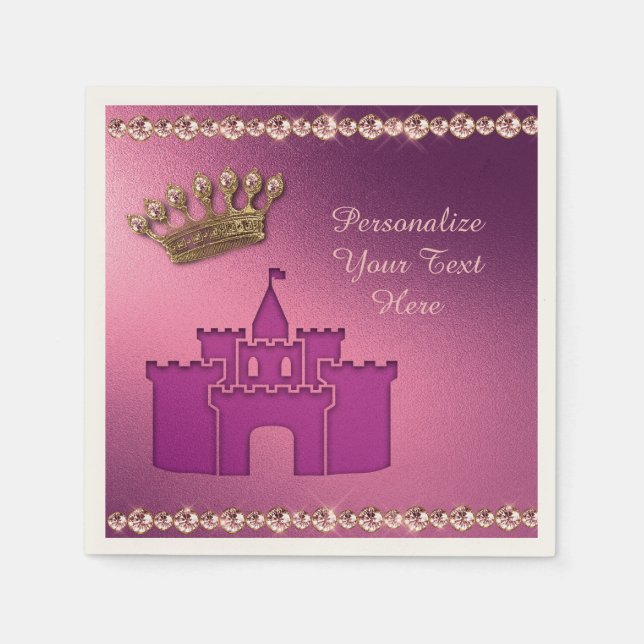 Princess Castle, Krona & Jewels Party personalize Pappersservett (Framsidan)