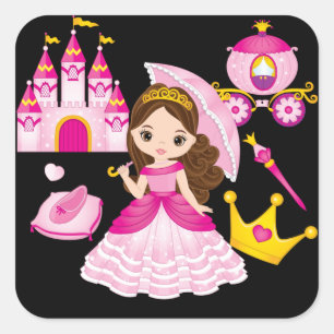 Princess Castle Little Girls Queen Tiara Krona Fyrkantigt Klistermärke