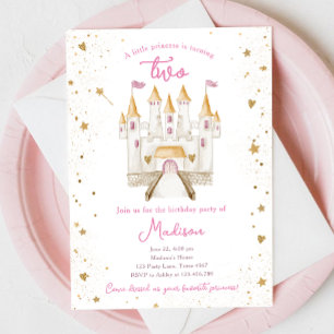 Princess Castle Magic Girl 2:a födelsedagen Inbjudningar
