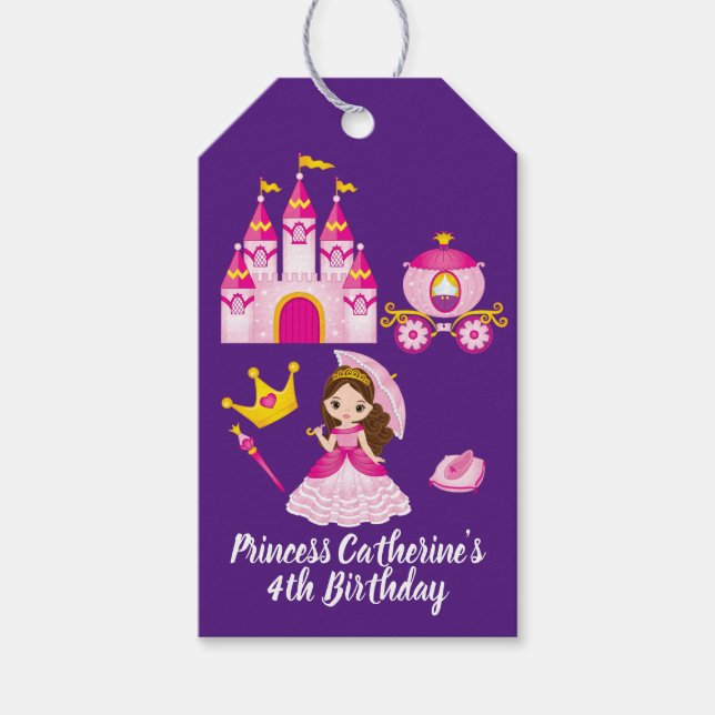 Princess Castle Personlig Namn Girls Birthday Presentetikett (Framsidan)