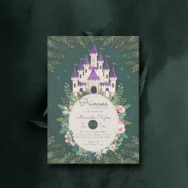 Princess Castle Ro Flicka Shower Inbjudningar