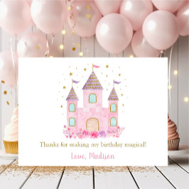 Princess Castle Rosa Guld Blommigt Birthday Tack Kort