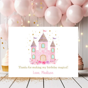 Princess Castle Rosa Guld Blommigt Birthday Tack Kort