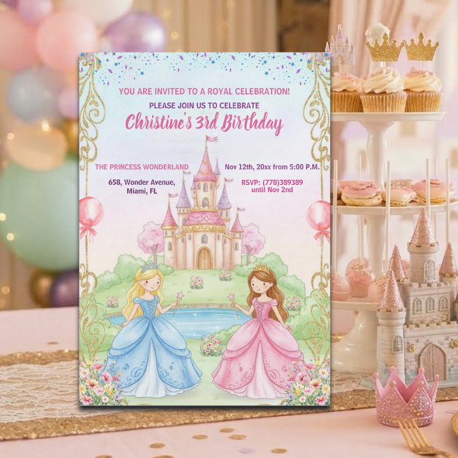Princess Castle Royal 3rd Birthday Party Inbjudningar (Skapare uppladdad)