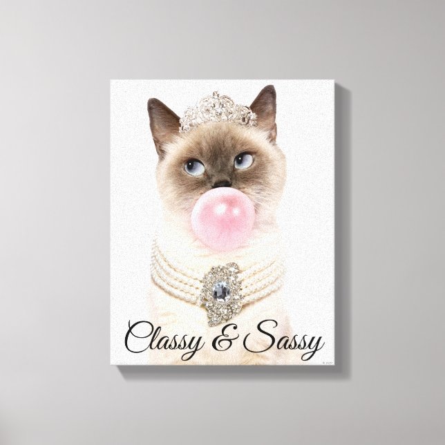 Princess Cat Blowing Bubble Gum Canvastryck (Framsida)