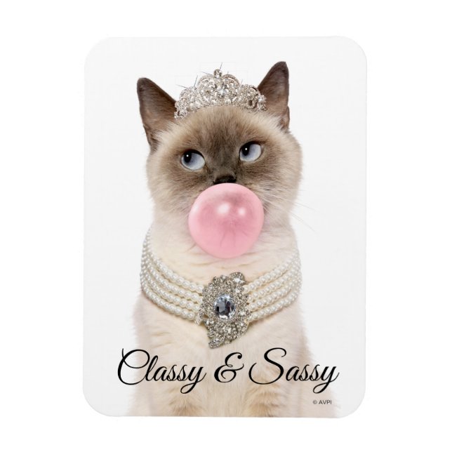 Princess Cat Blowing Bubble Gum Magnet (Vertikal)