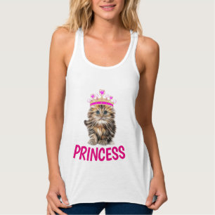 PRINCESS CAT kITTEN T-Shirts, Dam Girls Linne Med Racerback