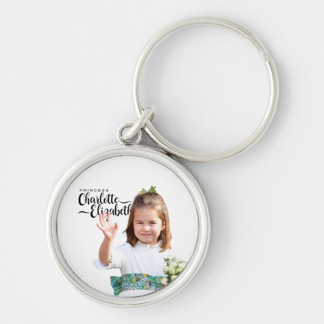 Princess Charlotte Elizabeth 6e Birthday Magnet Rund Silverfärgad Nyckelring (Framsidan)