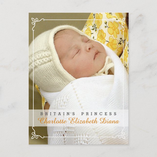 Princess Charlotte Elizabeth Diana - William Kate Vykort (Framsida)