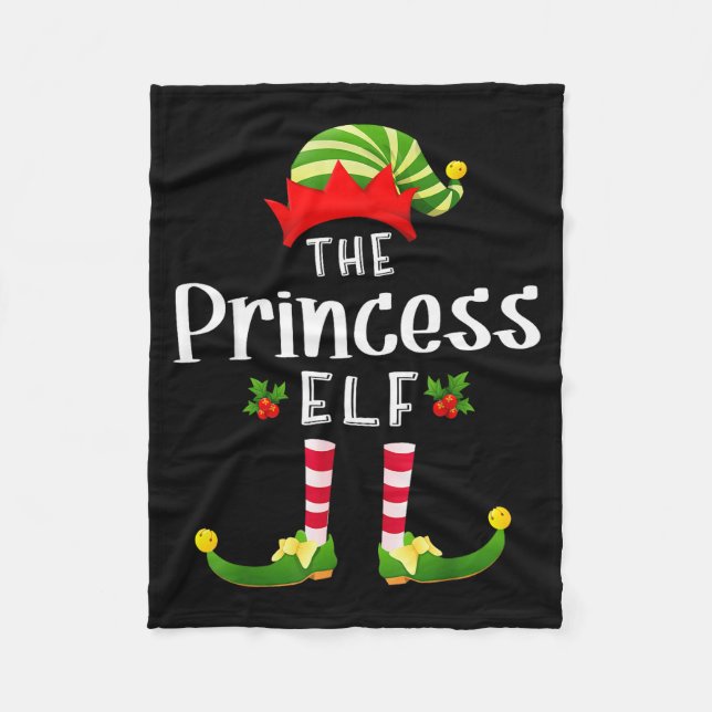 Princess Christmas Elf Matching Pajama X-mas Party Fleecefilt (Framsidan)