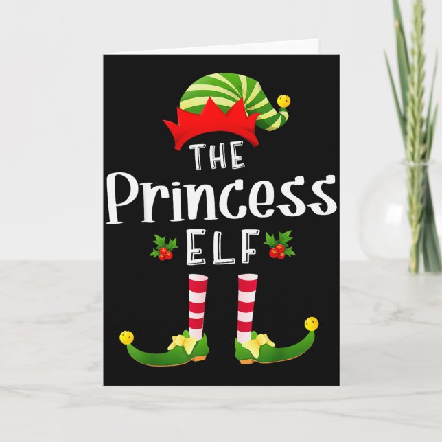 Princess Christmas Elf Matching Pajama X-mas Party Kort (Framsida)