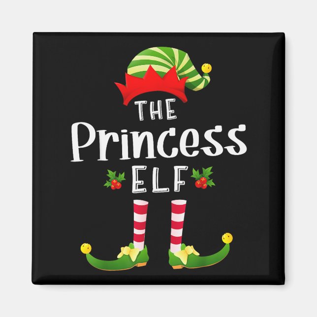 Princess Christmas Elf Matching Pajama X-mas Party Magnet (Framsidan)